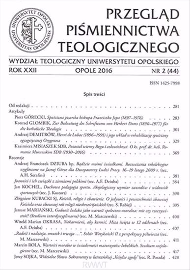 Obrazek Przegląd Piśmiennictwa Teologicznego nr2 (44) 2016