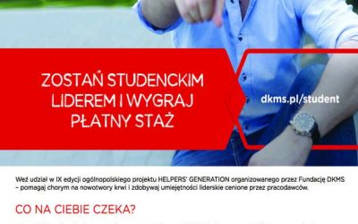 ZOSTAŃ STUDENCKIM LIDEREM FUNDACJI DKMS – KOŃCZY SIĘ REKRUTACJA!