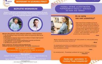 Darmowy projekt wsparcia zawodowego Career Boost. Zostały ostatnie wolne miejsca. Aplikuj do 18.10.!